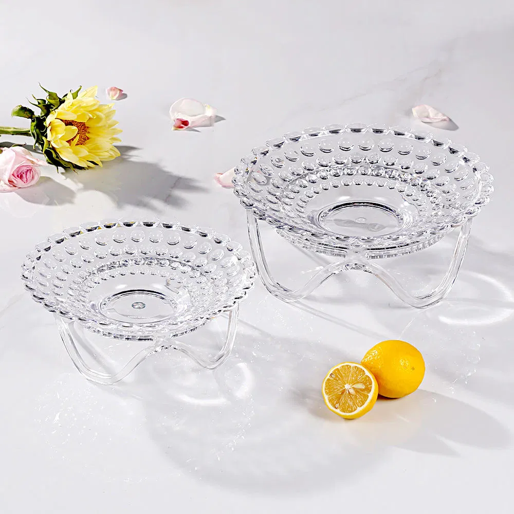 Elegant Removable Stand Transparent Plastic Fruit Plate Snack Plate Fruit Tray