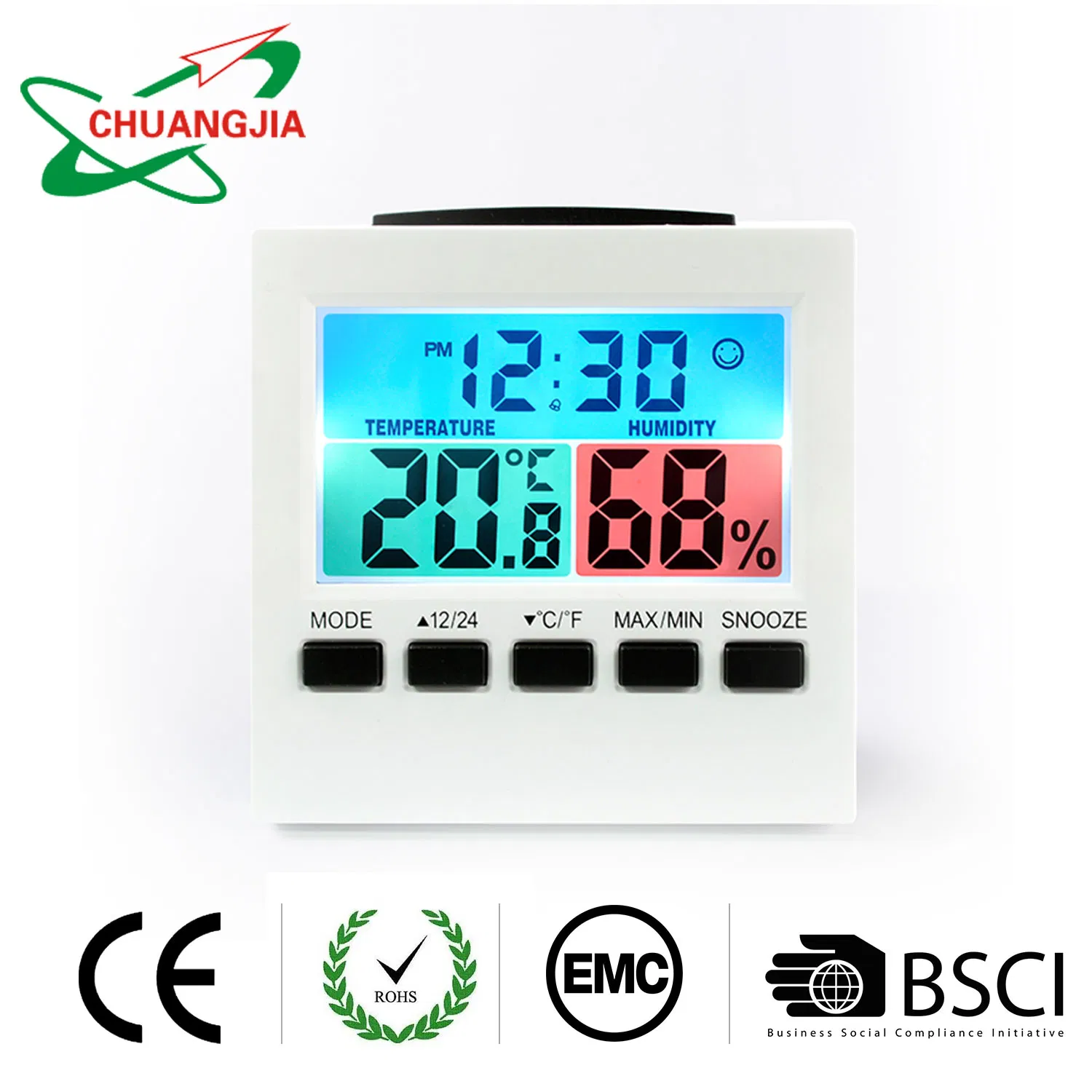 Manufacturer Digital Hygrometer Indoor Thermometer with Time Display for Home Greenhouse