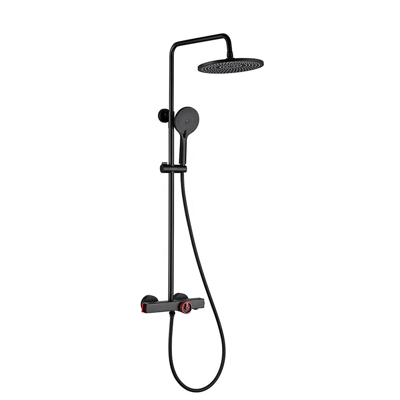 Luxury Black Walk-in Rainfall Brass Thermostatic Shower Set - Unique Anti-Scald Design, Matte Black Finish, Dual Handle, 3 Function