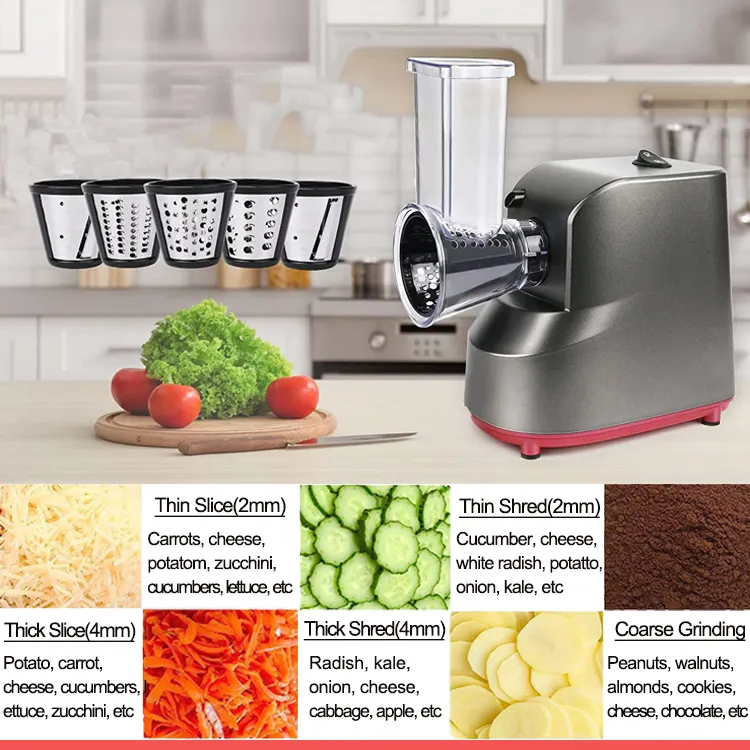 Electric Cheese Grater Stainless Steel Automatic Vegetable Chopper Slicer Professional Salad Maker Food Processor Machine