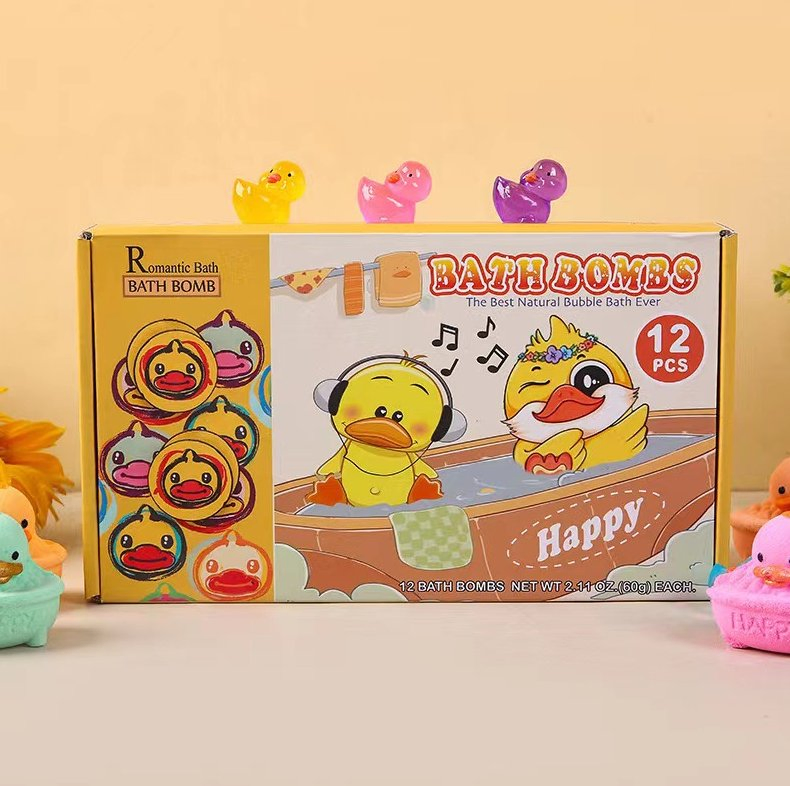 Online Wholesale and Retail Kids Duck Shower Bath Bomb 12PCS 60g Set Natural Moisturizing Bubble Bath Salt Oil-Control Aromatherapy
