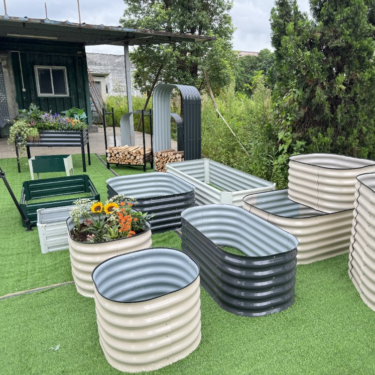 Приподнятая грядка из металла, темно-серая