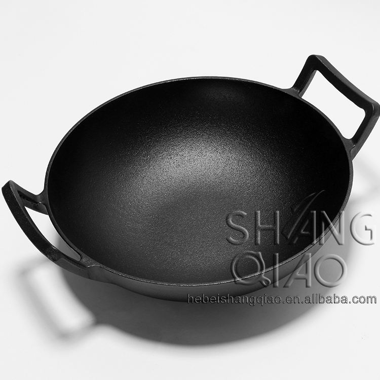 32cm/36cm Chinese Traditional Pre Seasoned Cast Iron Wok Pan Stir Fry Pan