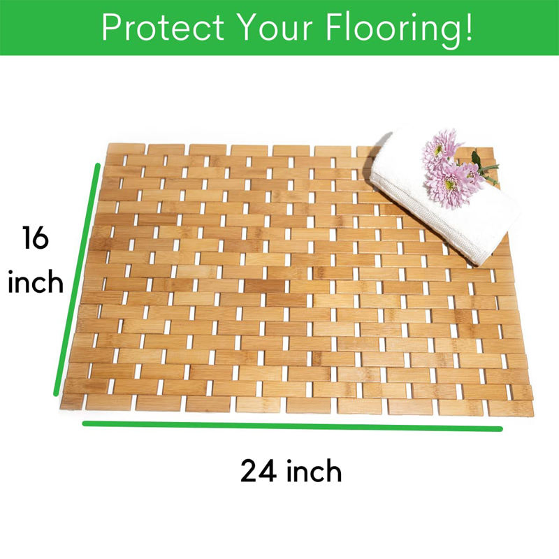 Bamboo Shower Mat Bathroom Floor Anti Slip Bath Mats Rectangular Shape Bamboo Shower Mat