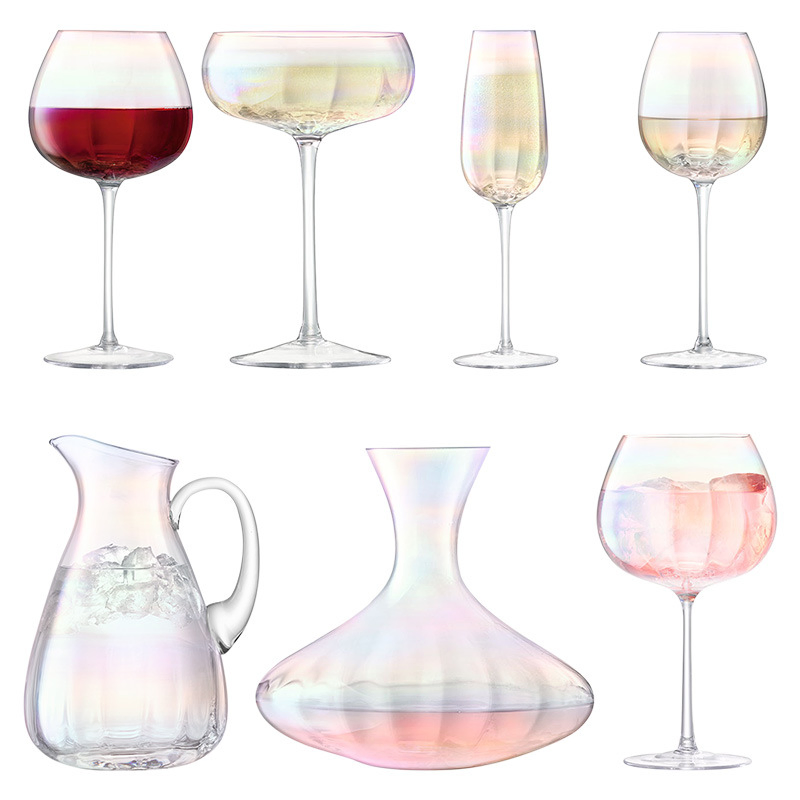 Pearlescent Mabei Pearl Excellent Design Goblet Crystal Glass Decanter and Goblet