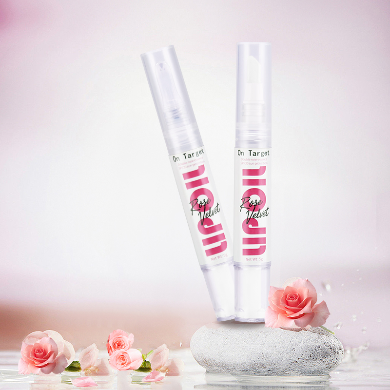 Organic Rose Essential Oil Lip Gel Pen Nourishing Hydration Prevents Cracks & Dry Lines Moisturizing Lip Care