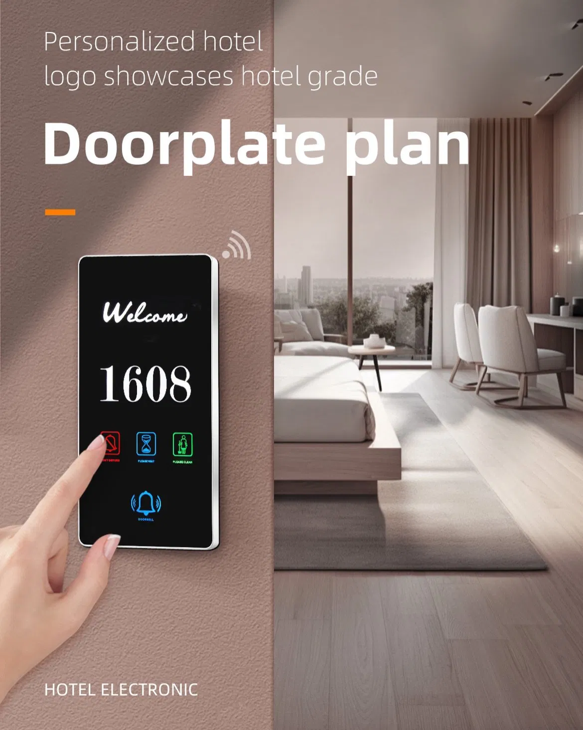 Custom Hotel Sign LED Light Room Number Doorplate with Dnd Clean Electronic Switch Hotel Doorbell
