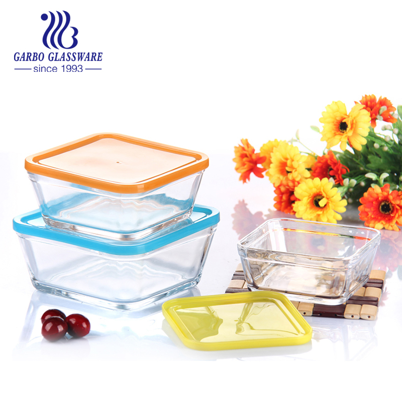 Colorful Decor 5PCS Square Glass Bowl Set Food Container Set Storage Salad Bowl Set