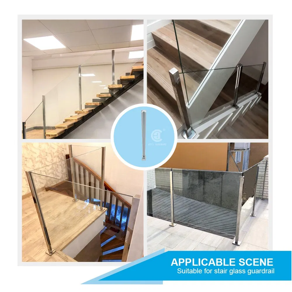 Keyi Metal Simple Stainless Steel Glass Fence Stair Guardrail