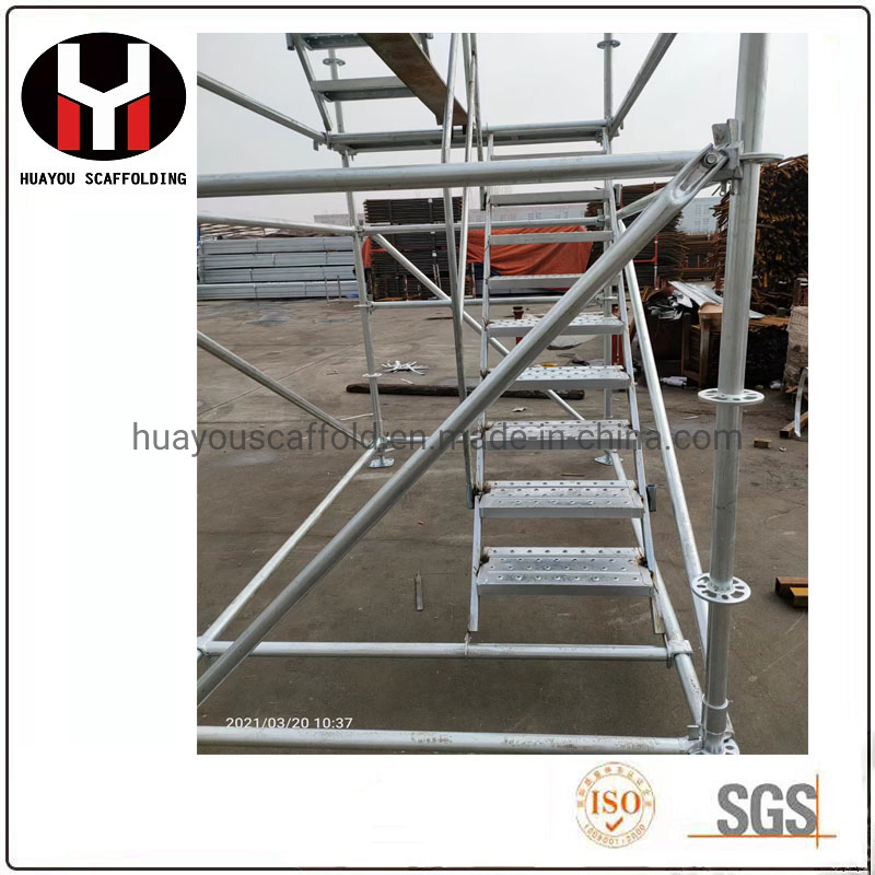 Galvanized Mobile Climbing Tower Scaffolding Steel Step Ladder Metal Staircase for Modular Scaffolding System