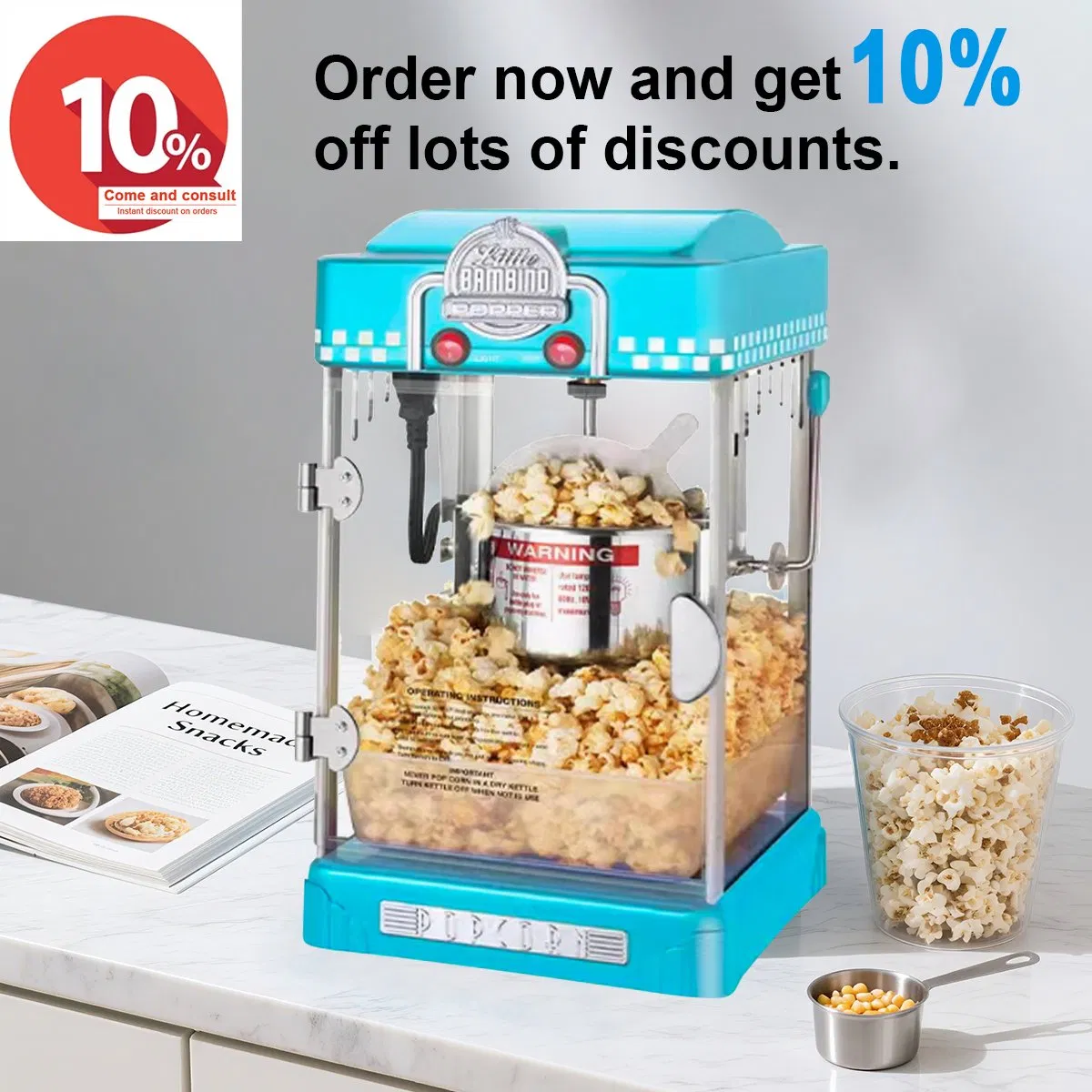 Commercial Blue Popcorn Machine for Parties