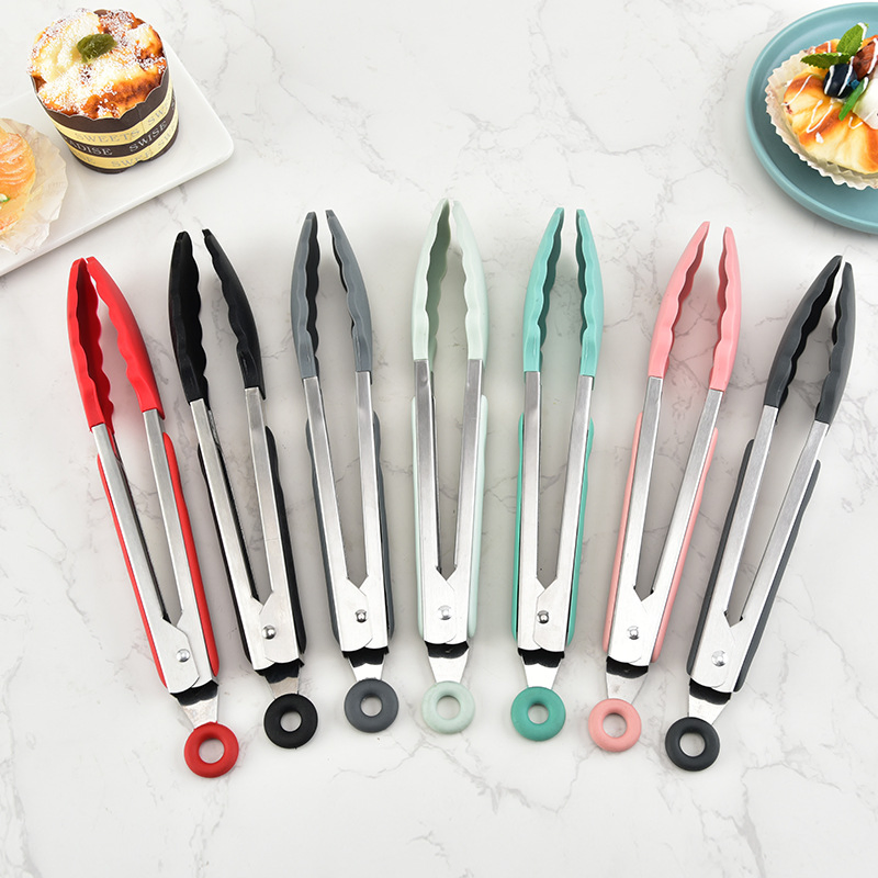 Cooking Tongs, Premium Silicone Free Non-Stick Stainless Steel BBQ Grilling Food Tongs