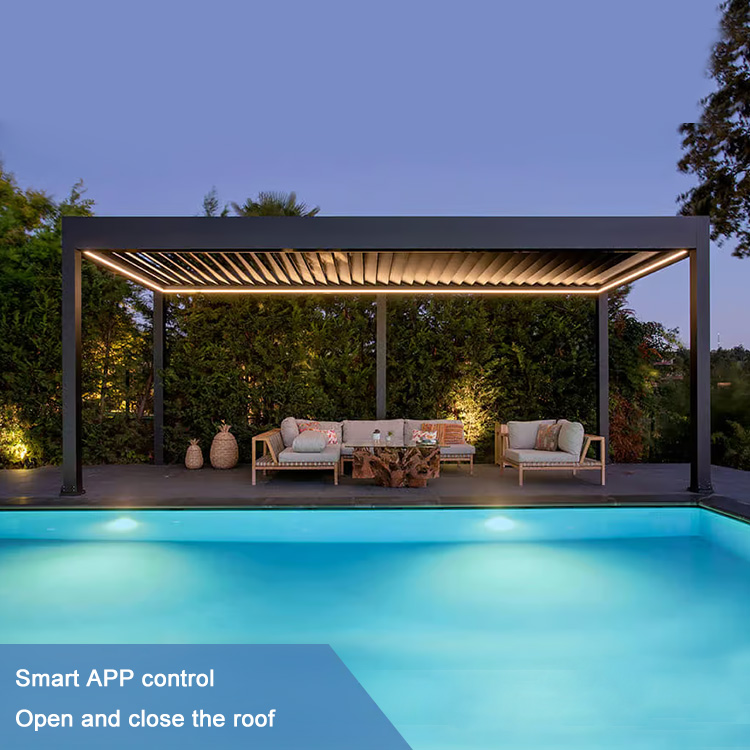 Беседка садовая закрытая с раздвижной крышей