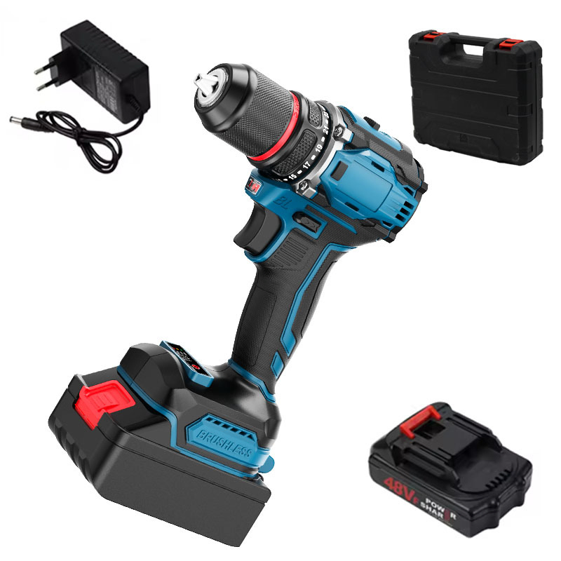 Factory 21V Portable Electric Cordless Brushless Drill Lithium Battery Power Tools Kit
