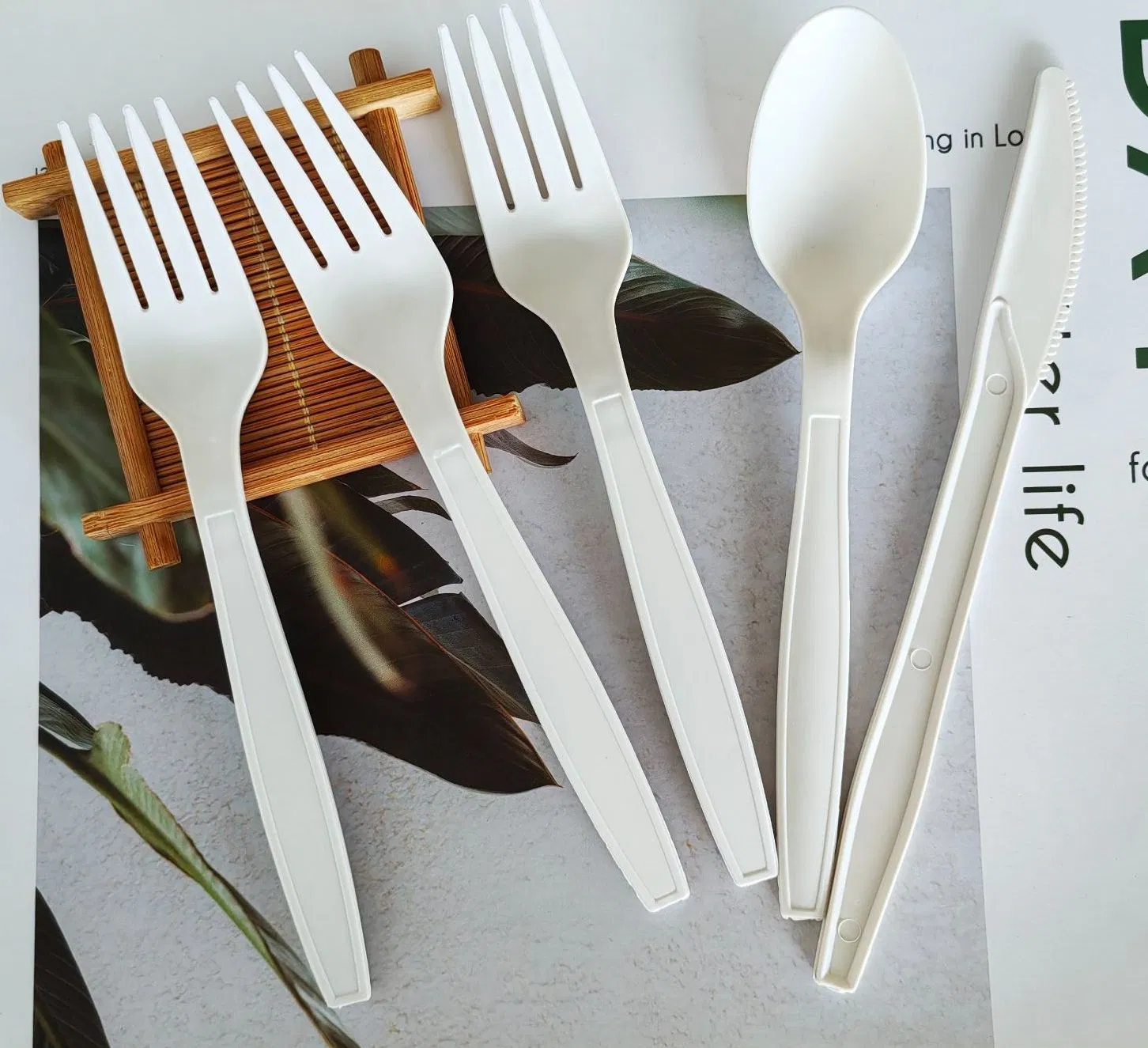 Bio-Based Corn Starch Cutlery Knife Fork and Spoon Biodegradable 6/7 Inch Disposable Tableware