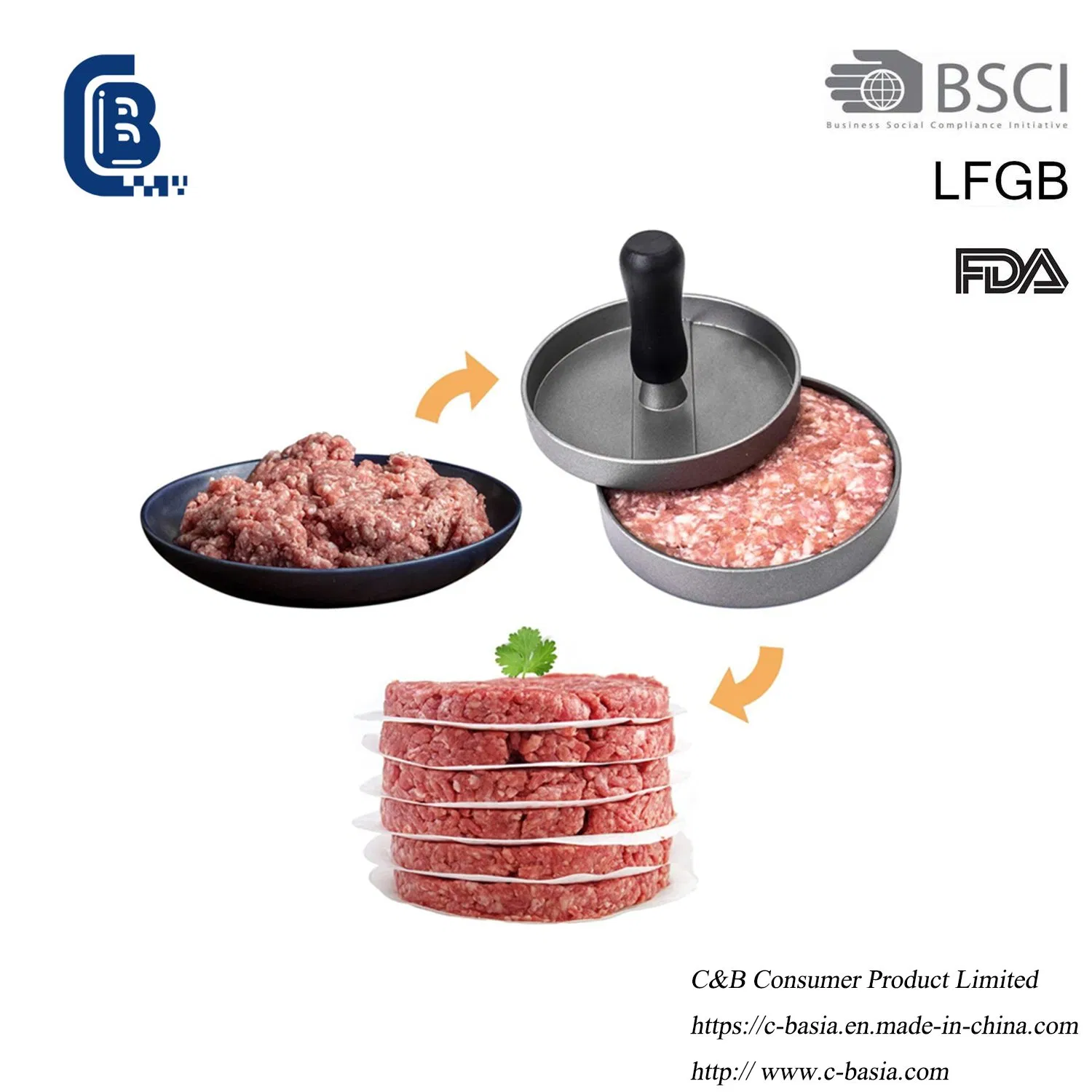 Non Stick Stainless Steel Mini Burger Meat Press, Hamburger Maker Tools, Beef Meat Patty BBQ, DIY Cooking Tools