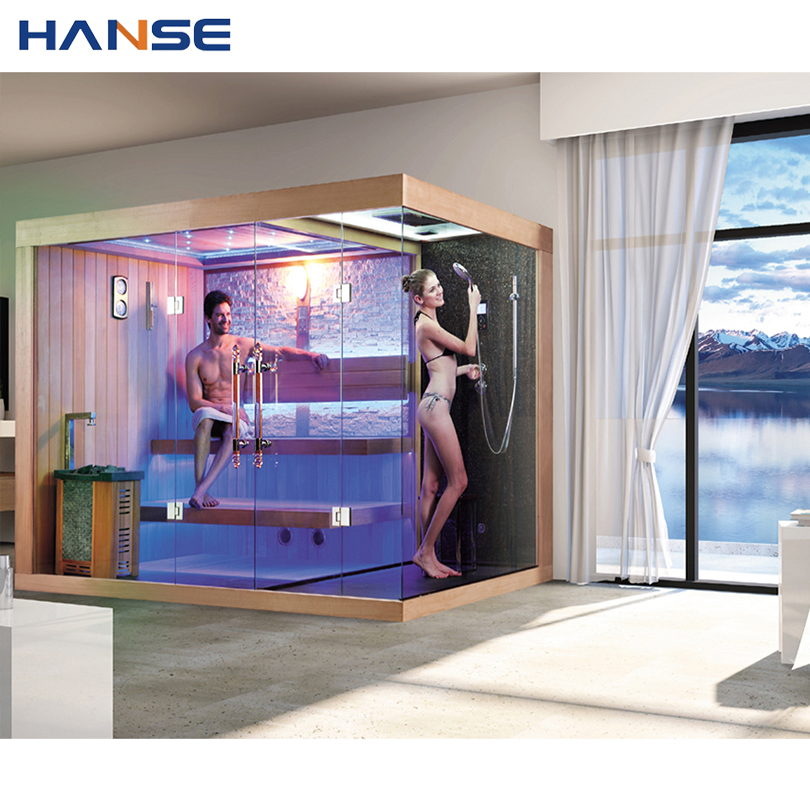 Luxury Backyard Combination Bath Shower Steam Wood Sauna Room