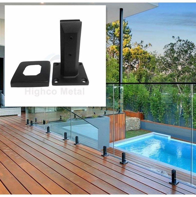 High Quality Matt Black Square Base Glass Pool Fence Spigot
