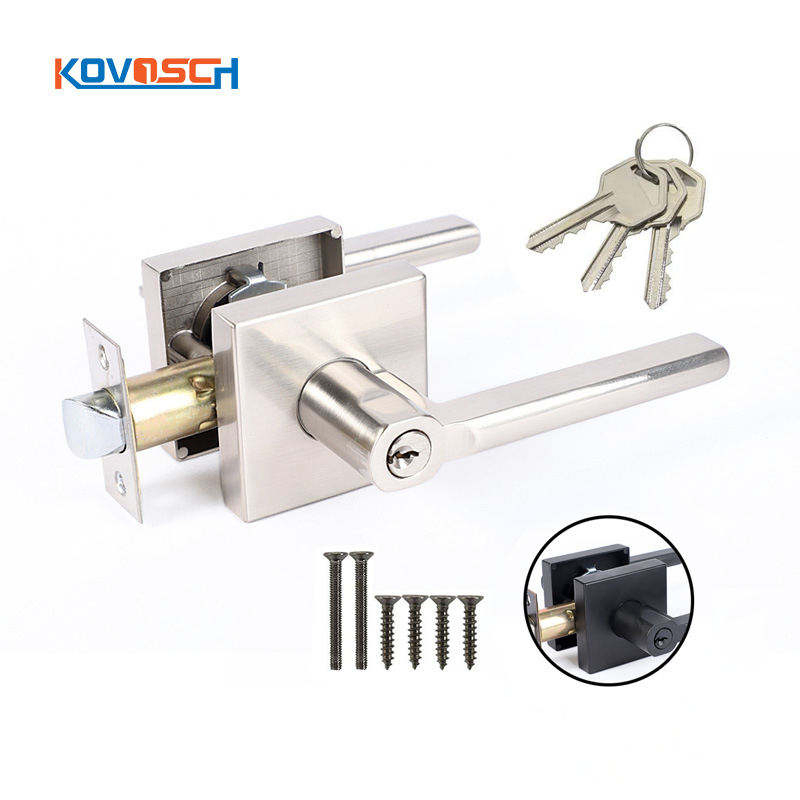 Heavy Duty Square Privacy Door Levers Matte Black Satin Door Handle