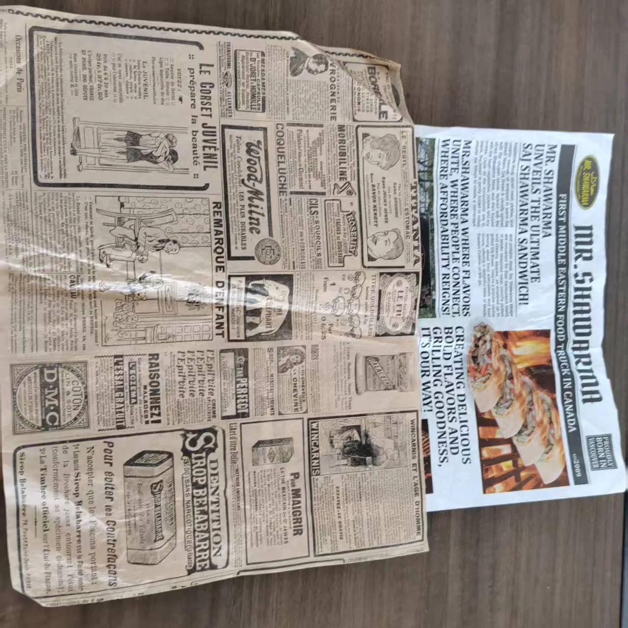 Burger Wrap Paper Placemat Baking Wax Placemat Paper