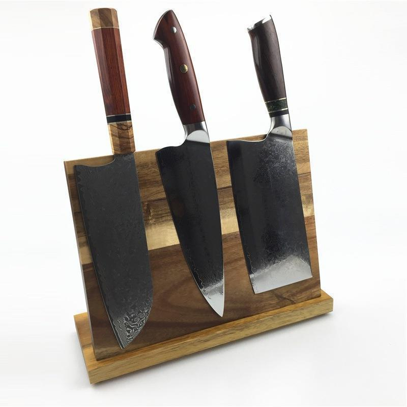 Magnetic Knife Holder Acacia Wooden Magnetic Knife Block Holder Rack Magnetic Universal Stands with Strong Enhanced Magnets Strip Kitchen Storage Cutlery Large