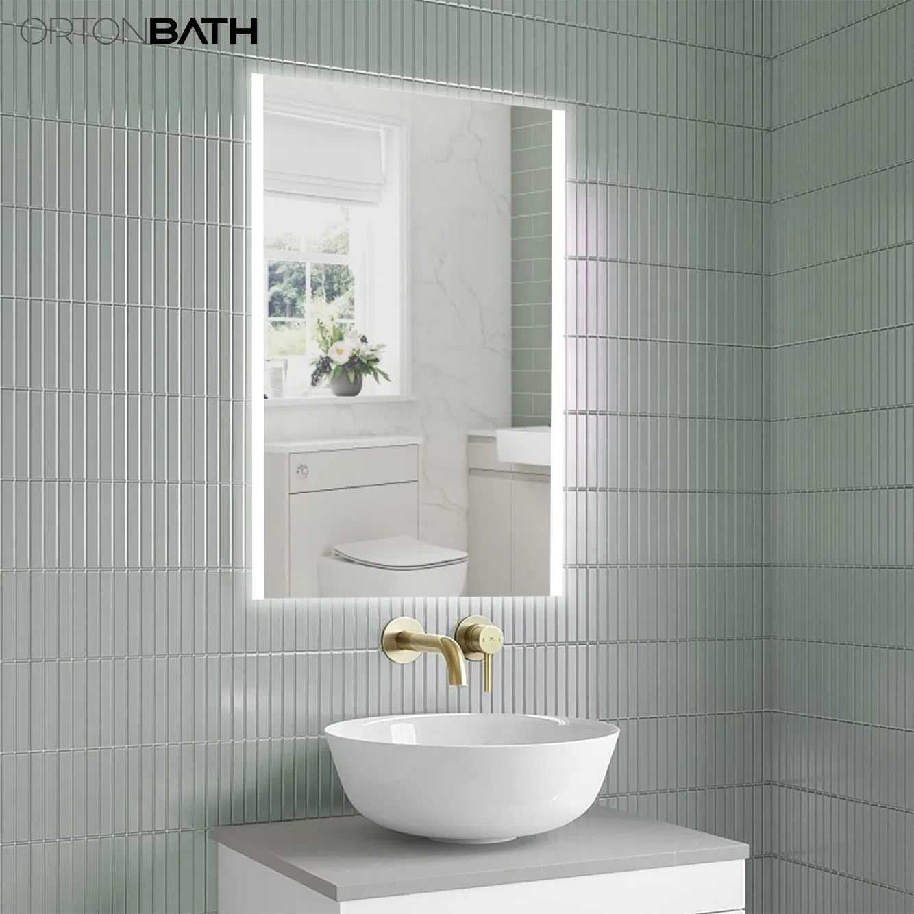 Ortonbath Frameless LED Bathroom Mirror with Lights, Dimmable Vanity Mirror, Wall Mounted Smart Mirror and Adjustable 3000-6000K Color Temperature
