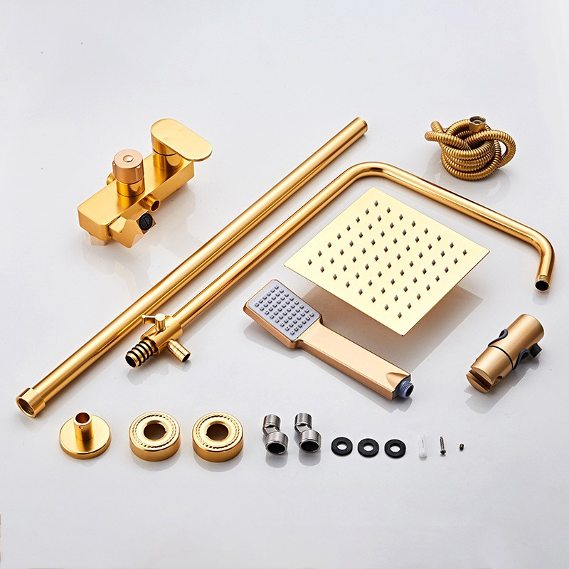 Душевая система с золотым дождевым эффектом и двумя ручками