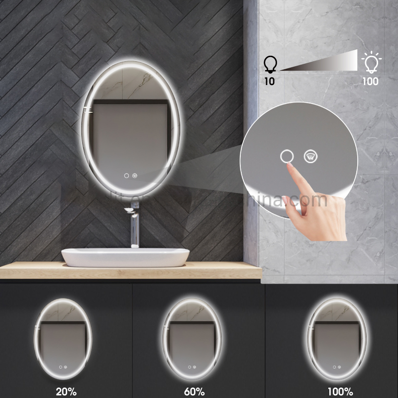 Home Decor Customized Size Wall Mount Big Bedroom Dressing Wall Mirror with LED Light and Touch Sensor and Furniture Full-Length Mirrorn