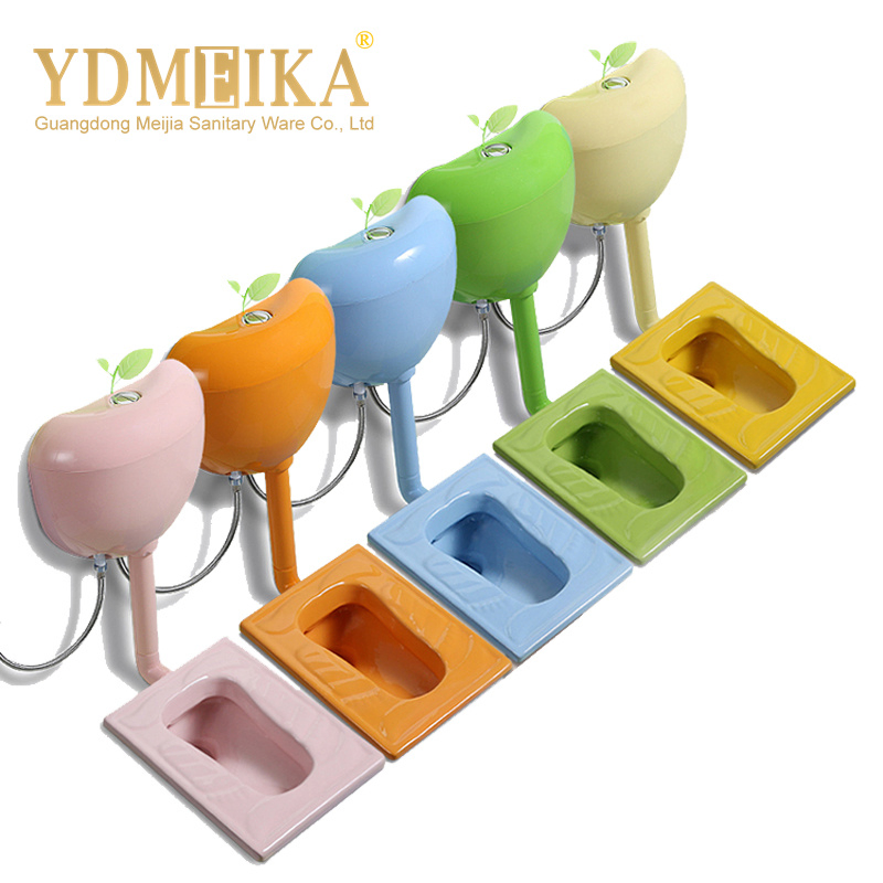 Colored Ceramic Children's Squatting Pan Square Bowl One Piece for Kindergarten Schools Children's Squat Toilet Can Be Paired with Squat Toilet Water Tank
