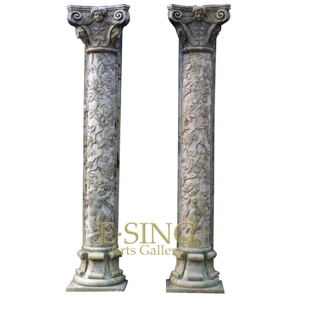 Outdoor Building Material Decorative Yellow Granite Square Pillar Stone Greek Column