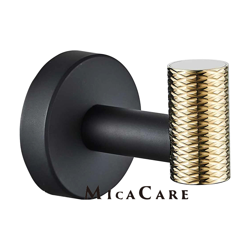 Elegant Black Stainless Steel Paper Holder with Gold Detailing