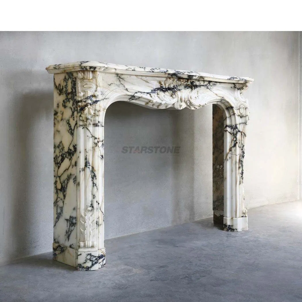 Luxury Calacatta Violar Marble Mantel Indoor Marble Fireplace Surround for Villa & Home Decoration
