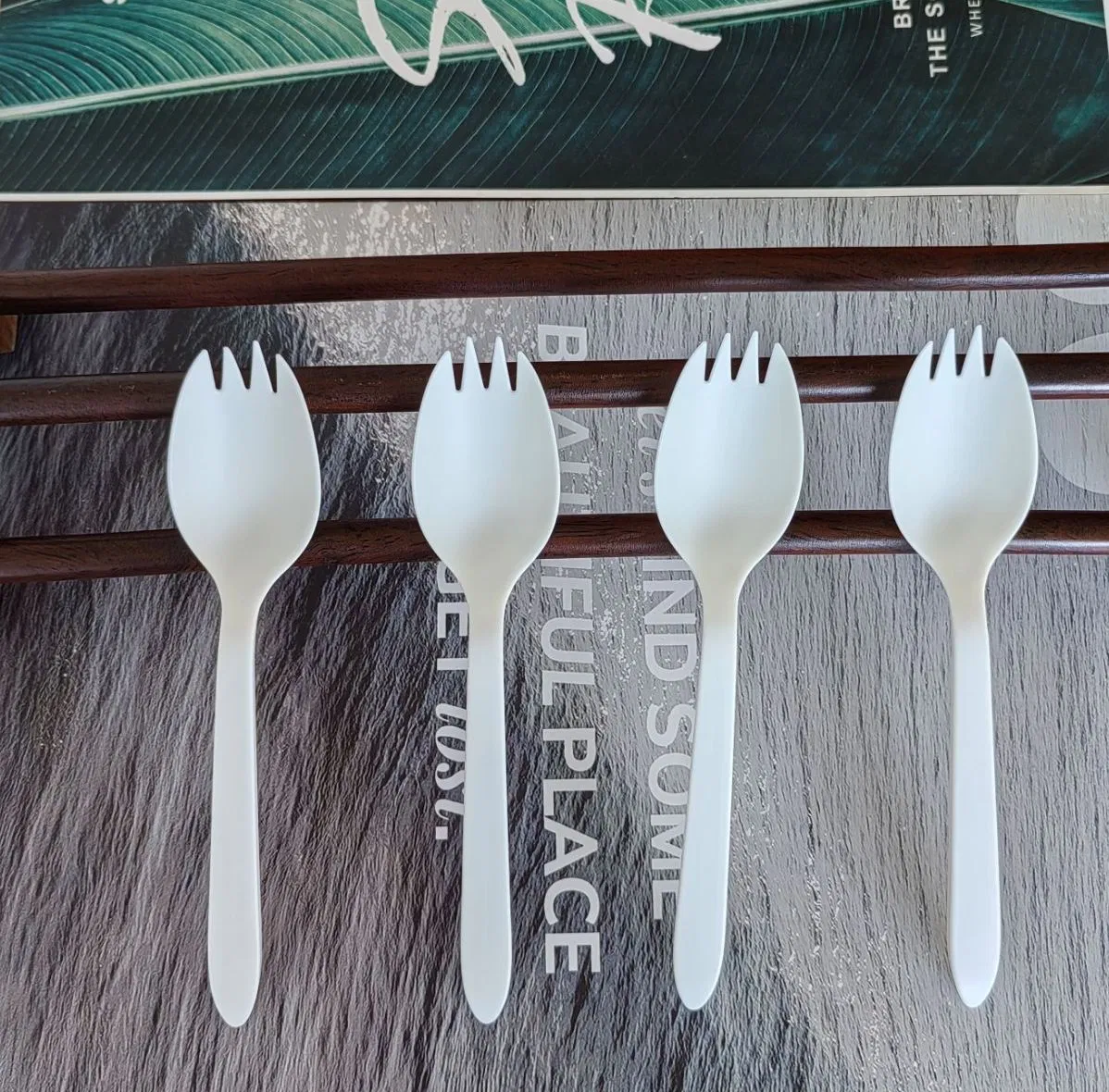 Biodegradable & Eco-Friendly 100% Eco Compostable Cutlery Fork Spoon Spork for Parties