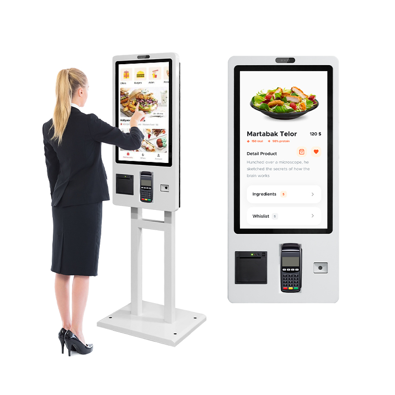 Self Ordering Kiosk Restaurant Payment Machine 24 27 32 Inch POS Thermal Printer Fast Food Order Kiosk