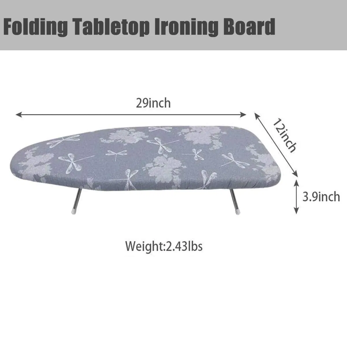 Tabletop Ironing Board Thicken Felt Padding Heat Resistant Cover Stainless Steel Legs