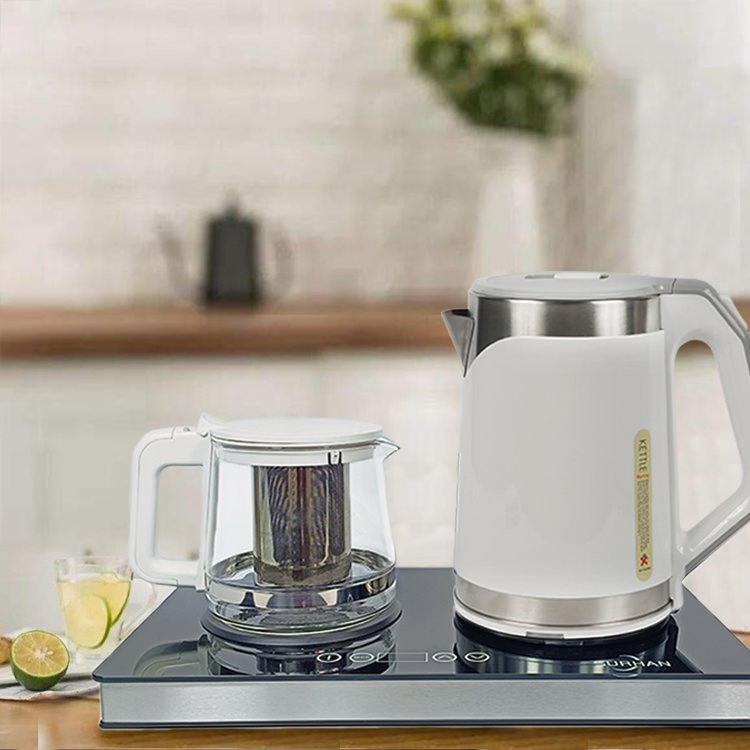 2L Temperature Control Samovar Electric Tea Maker Set Water Boiler Electric Tea Kettle with Commercial Tea Pots Tray Set