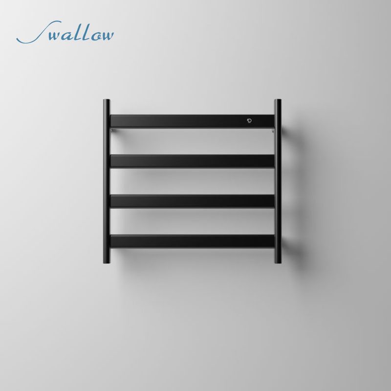 Straight 4-Bar Hardwired Electric Towel Warmer in Matte White or Matte Black