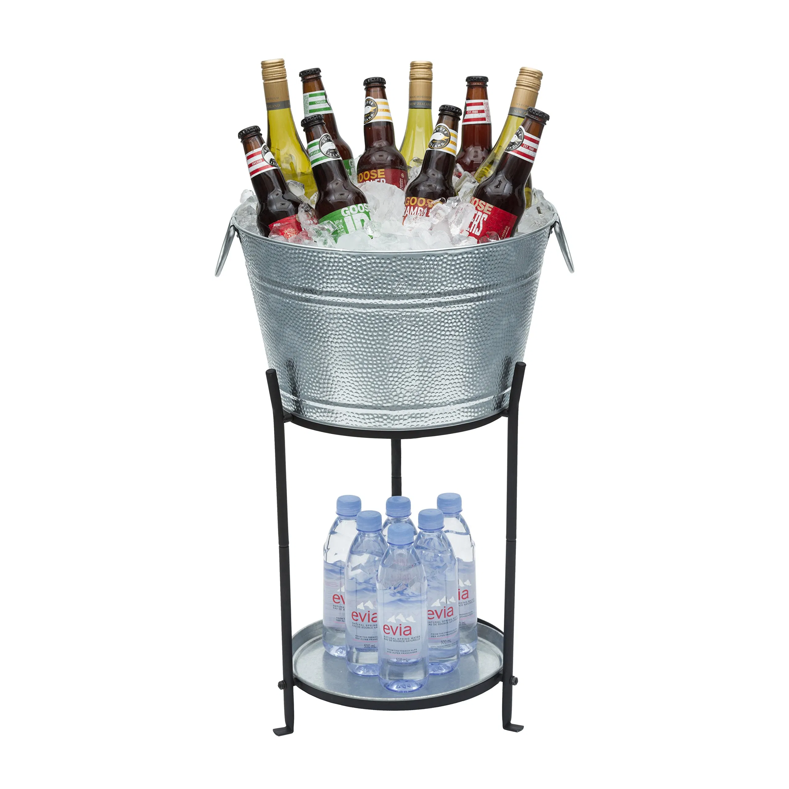 Black Metal Finished Aluminum Champagne Bucket with Tall Stand for Bowmore Cabin Fever Deanston Istanblue