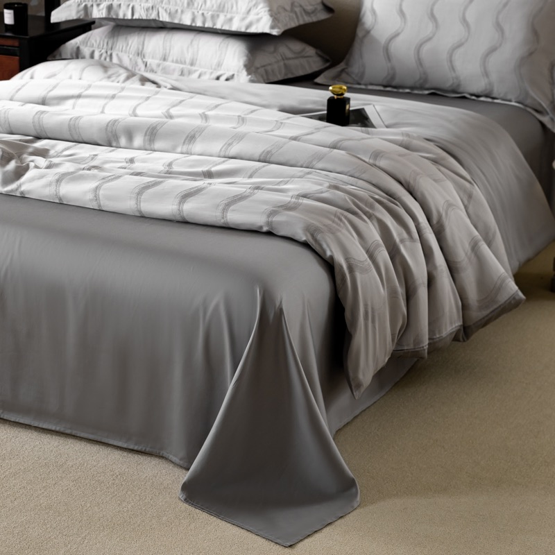 Eucalyptus Lyocell Tencel & Cotton Yarn-Dyed Jacquard Duvet Cover Light Luxury Home Textile 4-Piece Bed Sheets Bedding Set