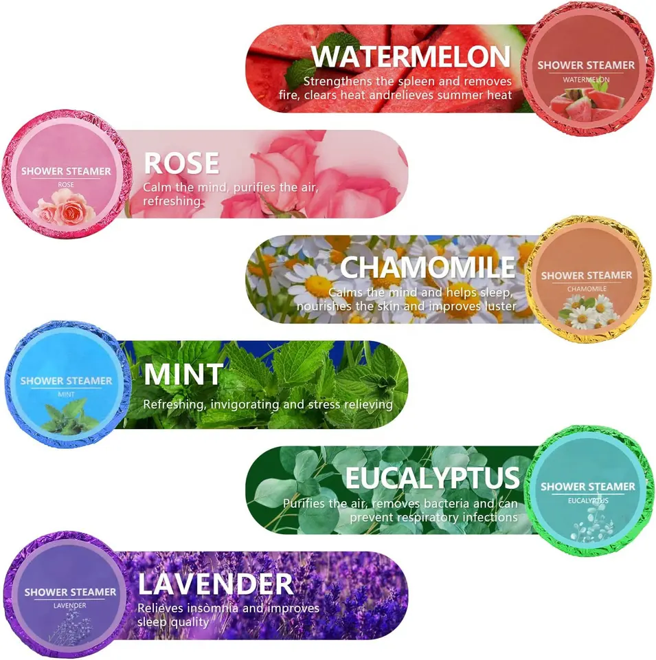 Private Label SPA Bombs Essence Shower Steamers Aromatherapy 15 Packs Shower Steamers
