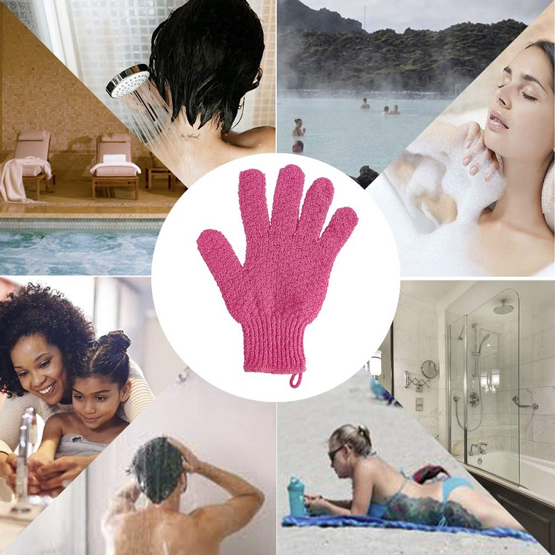 Gants Exfoliant Soie Five-Finger Bathing Gloves White Natural Fiber Shower Exfoliating Bath Glove Scrubber