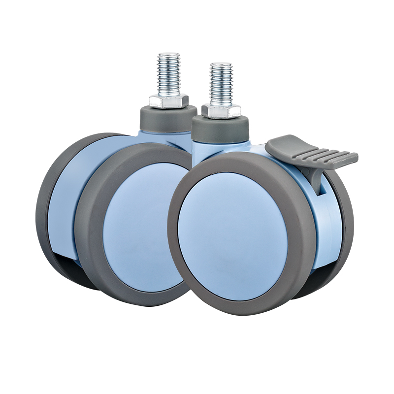 75/100/125mm Full-Plastic PU Medical Caster Twin Wheel Type a Hospital Trolley Wheels Medical Equipment Castors Wheel
