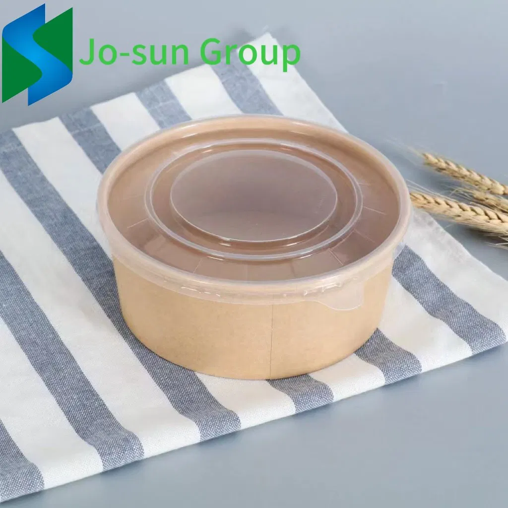 Jo-Sun Disposable Biodegradable Paper Soup Bowl with Lid Takeaway Kraft Soup Salad Paper Bowl