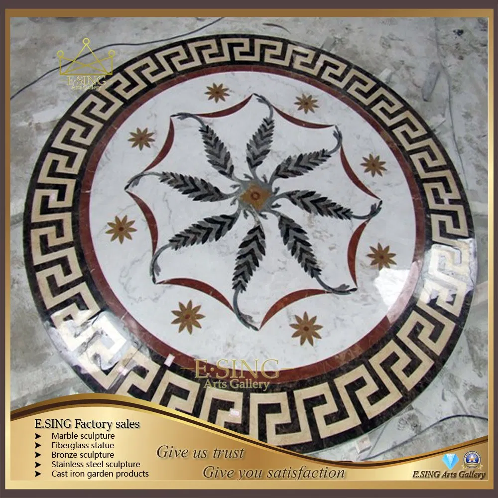 Мраморный медальон для пола с водной резкой