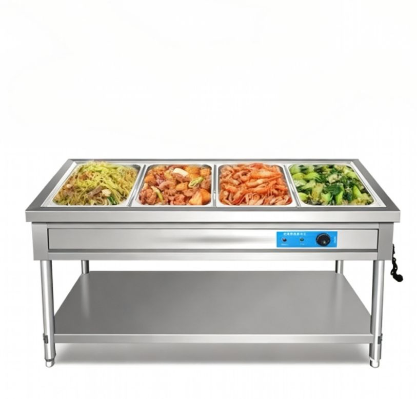 Commercial Electric Food Warmer Buffet Table with Storage & Glass Cover