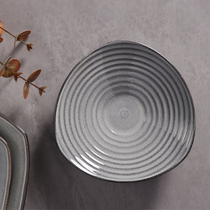 Stoneware Dinnerware Sets, Round Reactive Glaze Plates and Bowls Set