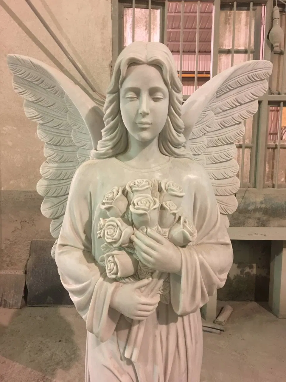 Haobo Stone Hunan Whtie Marble Hand Carved Angel Tombstone Memorials