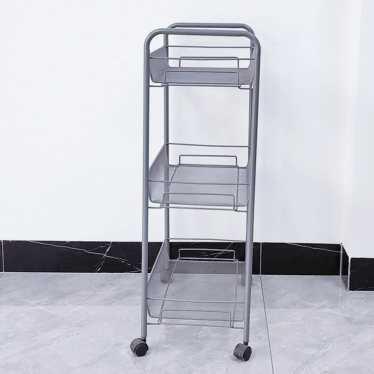 3-Level Mobile Metal Food Storage Shelves Home Bathroom Kitchen Trolley