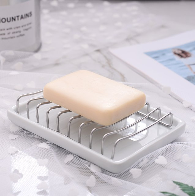 304 Stainless Steel Ceramic Soap Dish Bathroom Accessories