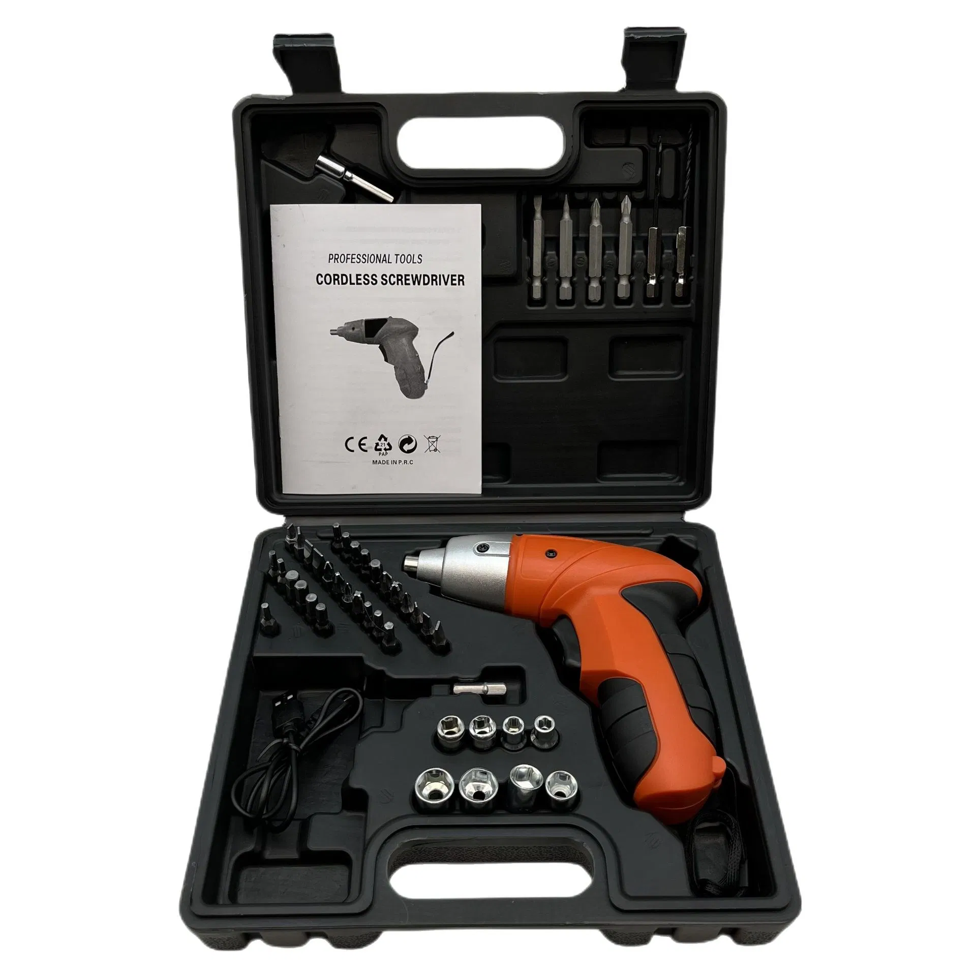 45PCS Cordless Electric Screwdrivers Set with Pistol Grip Hex Bits